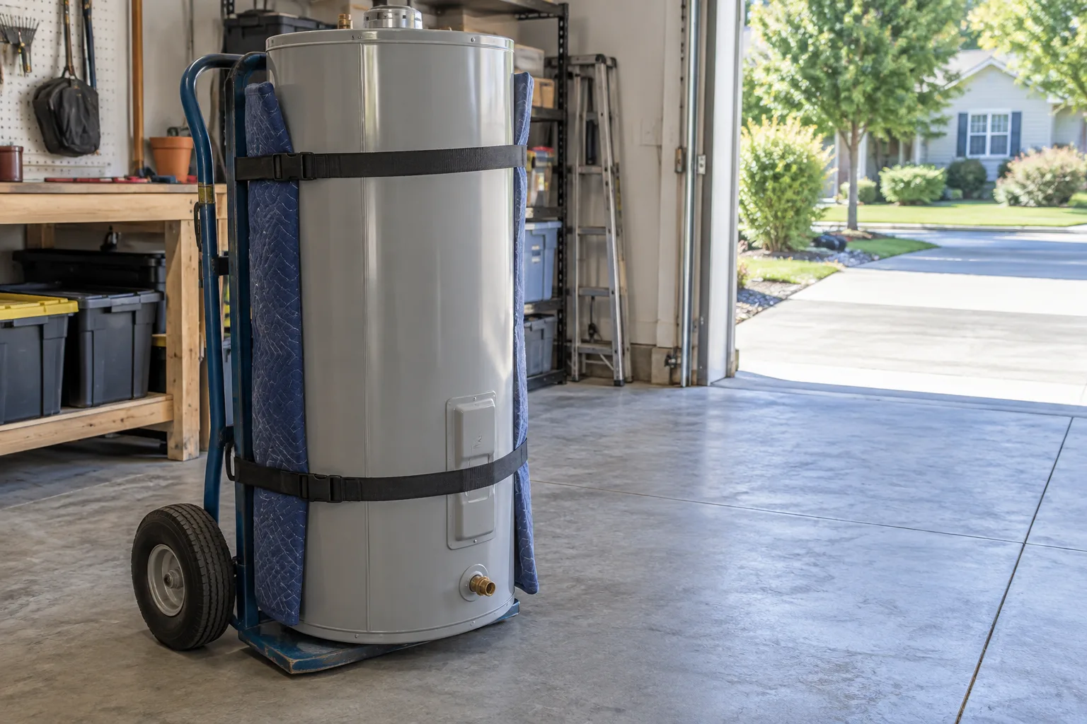 Appliance and access detail for water heater removal
